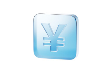 Fototapeta premium Transparent blue glass icon, 3d rendering.