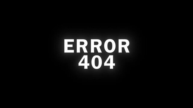 ERROR 404 animation with glitch effect in RGB. Ideal for web errors, digital ads, and cybersecurity promotions. Seamless looped design. Great for video games