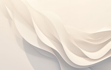 Abstract white and beige flowing fabric texture background with a minimalist feel.