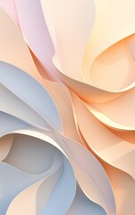 Abstract background with soft, flowing curves in pastel blue and peach.