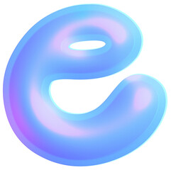3D Holographic liquid Y2k Chrome alphabet Letter e