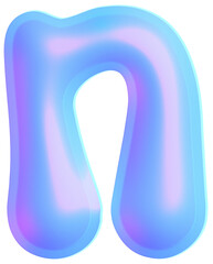 3D Holographic liquid Y2k Chrome alphabet Letter n