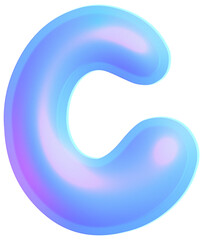 3D Holographic liquid Y2k Chrome alphabet Letter c