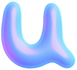 3D Holographic liquid Y2k Chrome alphabet Letter u