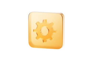 Transparent golden glass icon, 3d rendering.