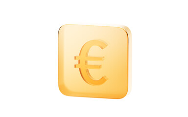 Transparent golden glass icon, 3d rendering.