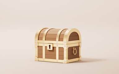 Retro treasure box, 3d rendering.