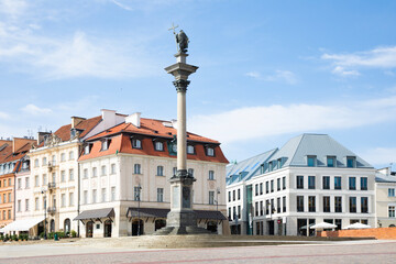 Beautiful view of the King Sigismund's Column in Castle Square in Warsaw, Poland