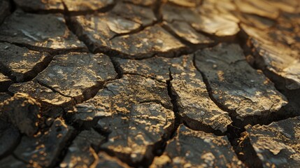 Dry Cracked Earth Under Sunlight