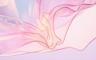 Flowing gradient transparent multilayer glass background, 3d rendering.