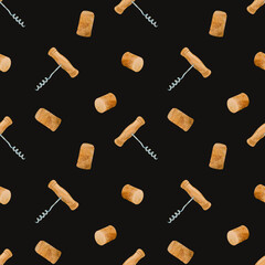 A charming and delightful design featuring a pattern of wine corks and corkscrews