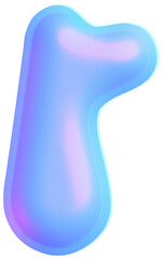 3D Holographic liquid Y2k Chrome alphabet Letter r