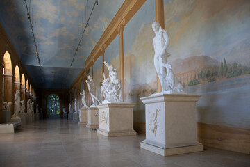 Beautiful view of the interior of the Old Orangery of the Royal Lazienki Park in Warsaw, Poland
