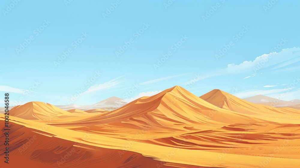 Sticker Serene Desert Landscape with Rolling Sand Dunes