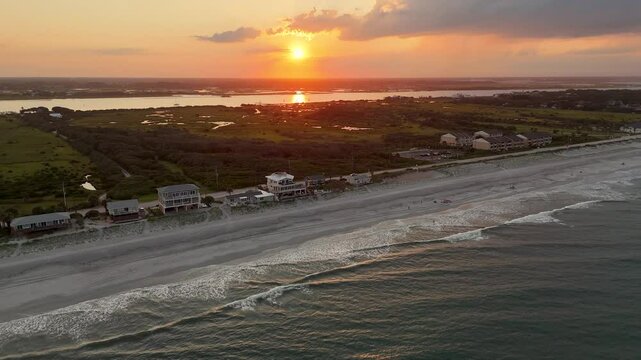 Sunset over Vilano Beach shoreline, St. Augustine, Florida, United States