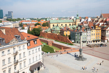 Beautiful view of the King Sigismund's Column in Castle Square in Warsaw, Poland