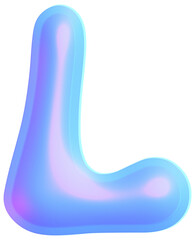 3D Holographic liquid Y2k Chrome bubble alphabet Letter L