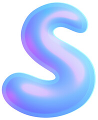 3D Holographic liquid Y2k Chrome bubble alphabet Letter S