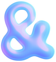 3D Holographic liquid Y2k Chrome bubble alphabet Ampersand Symbol