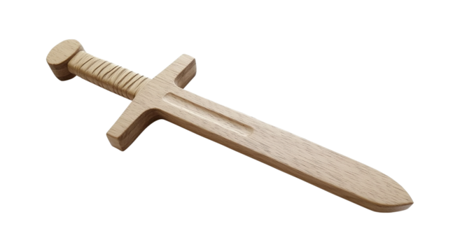 Transparent background, wooden toy sword