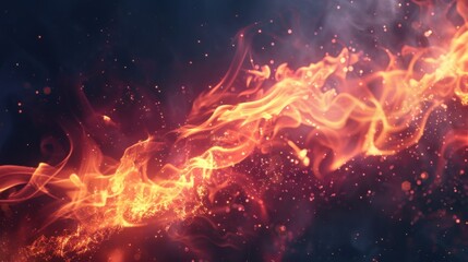 Vibrant Flames Dancing in Dark Background