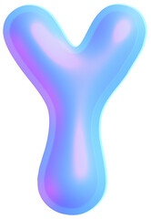 3D Holographic liquid Y2k Chrome bubble alphabet Letter Y