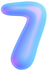 3D Holographic liquid Y2k Chrome bubble alphabet Number 7