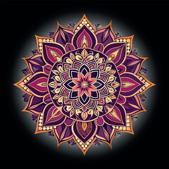 Seamless ornate floral mandala pattern with geometric elements for a decorative round design