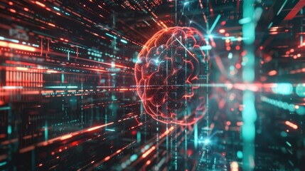 Fototapeta premium Digital Brain in Abstract Technological Environment