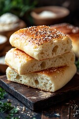 Fresh bread on cutting board