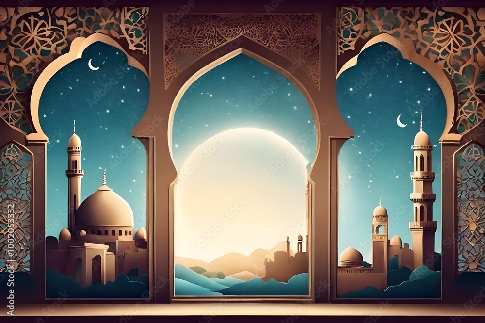 Wall mural eid mubarak greeting card