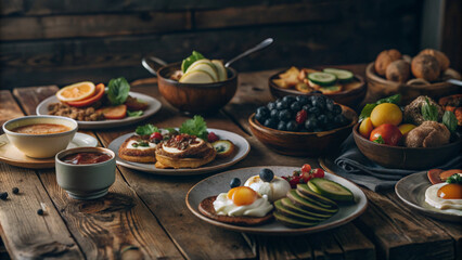 Inviting Brunch Scene with Croissants, Butter, and Jam