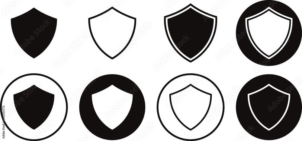 Aufkleber privacy shield vector symbol. outline shield shape vector illustration.