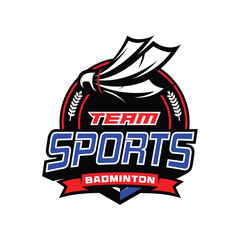 Badminton championship shuttlecock logo design vector