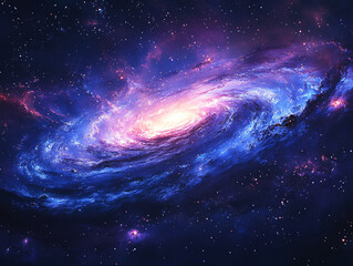 Fototapeta premium blue and purple swirling galaxy in space - cosmic nebula artwork
