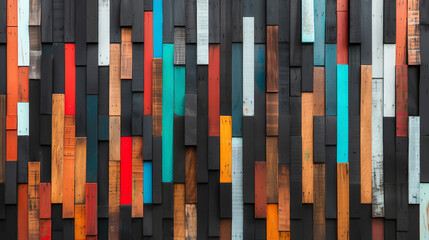 Obraz premium Rustic wooden wall, aged and weathered, front view, representing vintage charm, cybernetic tone, Complementary Color Scheme