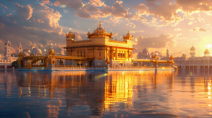 Fototapeta premium Golden temple, amritsar beautiful view of golden temple shri Harmandir Sahib in Amritsar