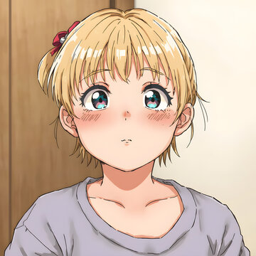 Una joven rubia de pelo muy corto y mucho encanto