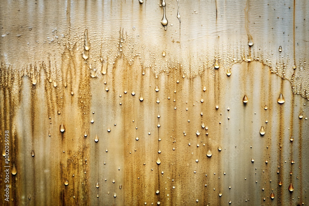 Poster Close-up of water droplets on rusty metal surface