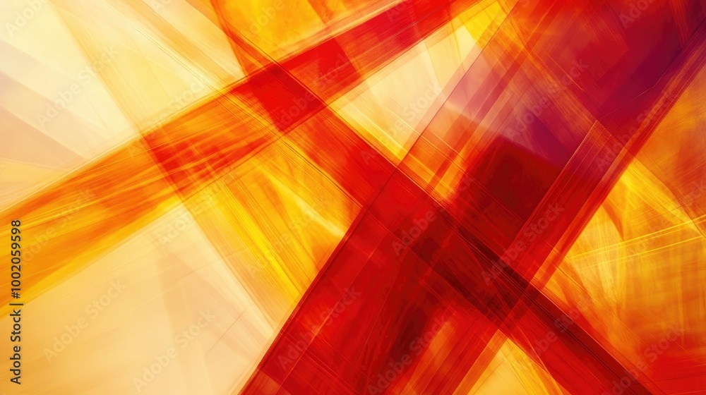Poster Bold, angular abstract lines in red and yellow, intersecting and creating a sense of motion and intensity, ideal for dynamic visuals