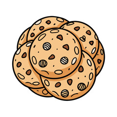 Chocolate chip Cookies Baking sweet snack vector illustration 