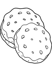 Chocolate chip Cookies Baking sweet snack vector line art