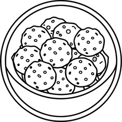 Chocolate chip Cookies Baking sweet snack vector line art