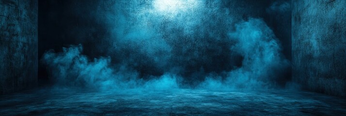 Fototapeta premium Mysterious Blue Smoke in a Dark Room