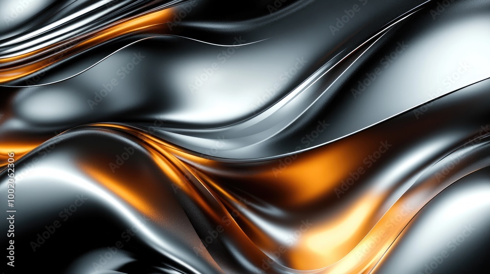 Poster Sleek lines of light forming dynamic patterns around smooth metallic shapes, creating a modern and futuristic design concept -