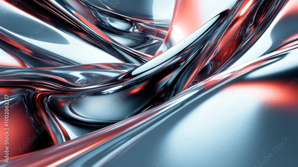 Poster sleek lines of light forming dynamic patterns around smooth metallic shapes, creating a modern and f