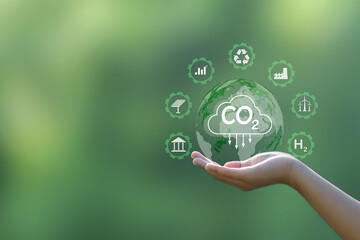 Carbon neutral concept reduces carbon dioxide emissions and reduce global warming