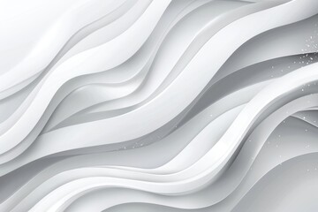 Elegant abstract design with layered flowing white and gray shapes creating a textured, wavy effect