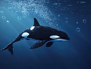 Obraz premium Swimming Orca Underwater