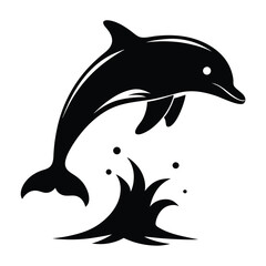 Dolphin vector icon set in black color.